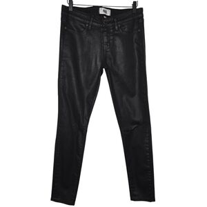 PAIGE Women's Black Fog Verdugo Ultra Skinny Coated Mid Rise Denim Jeans Size 29